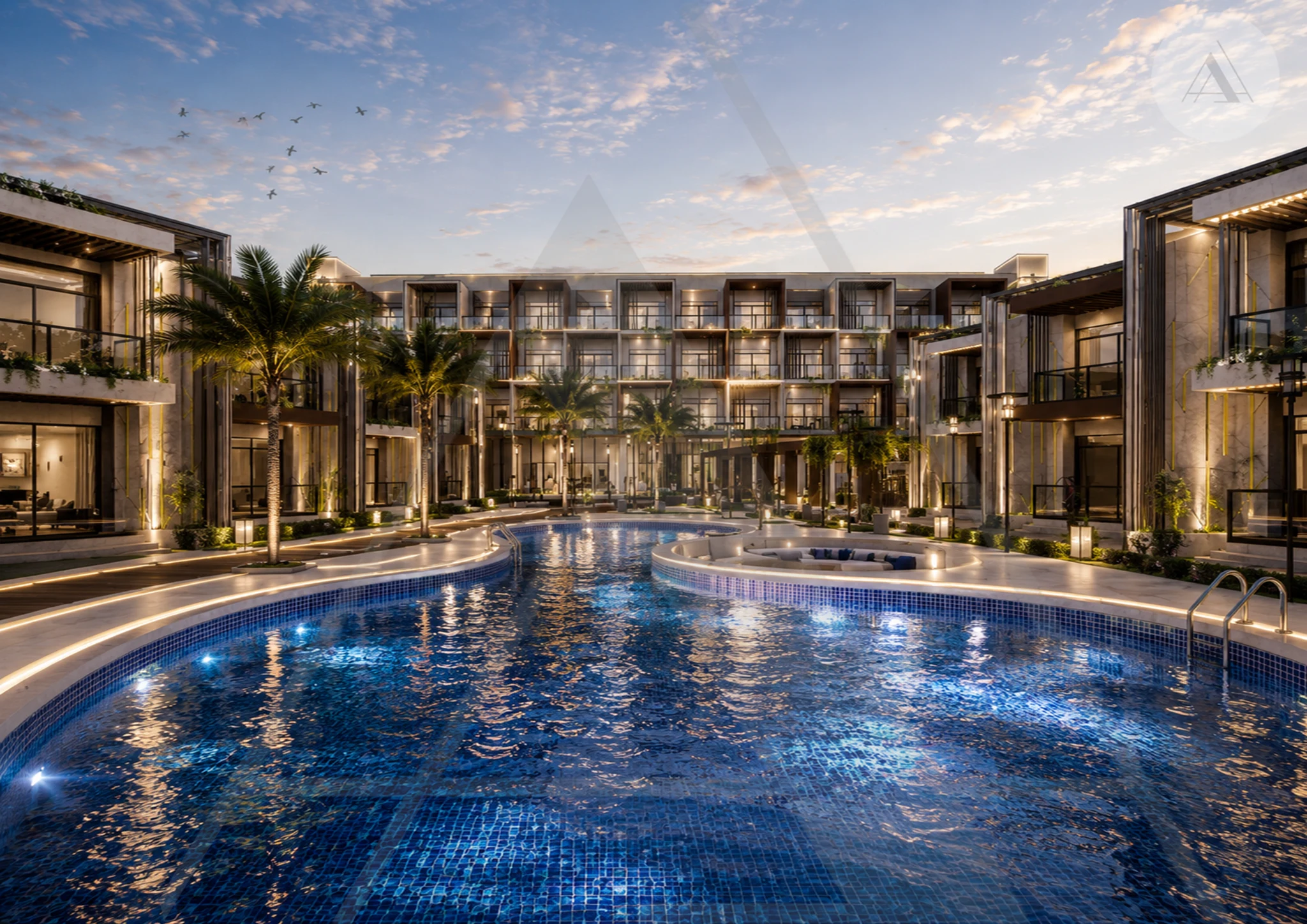 Al Bahr Resort swimming pool courtyard