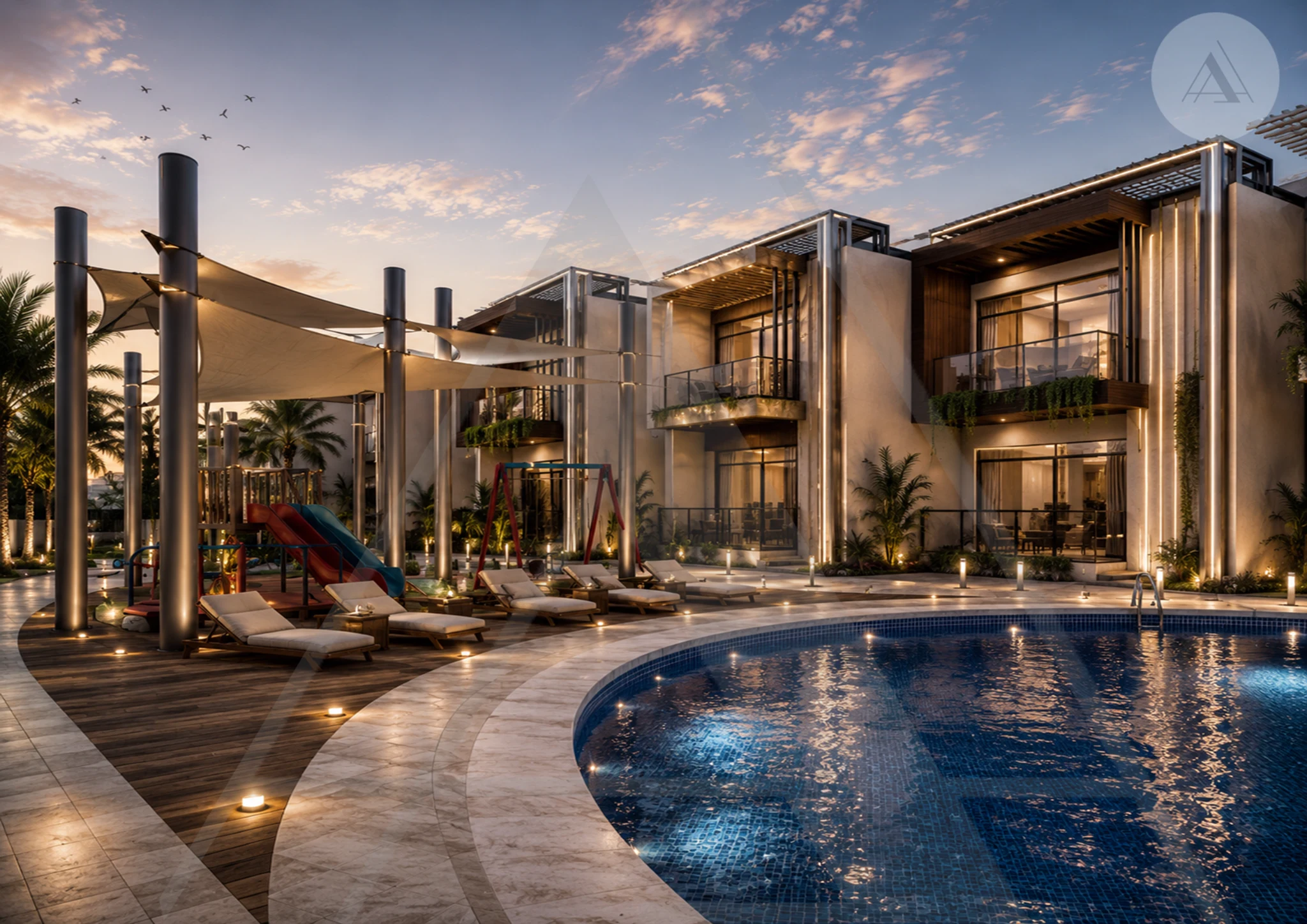 Al Bahr Resort family recreation and pool area