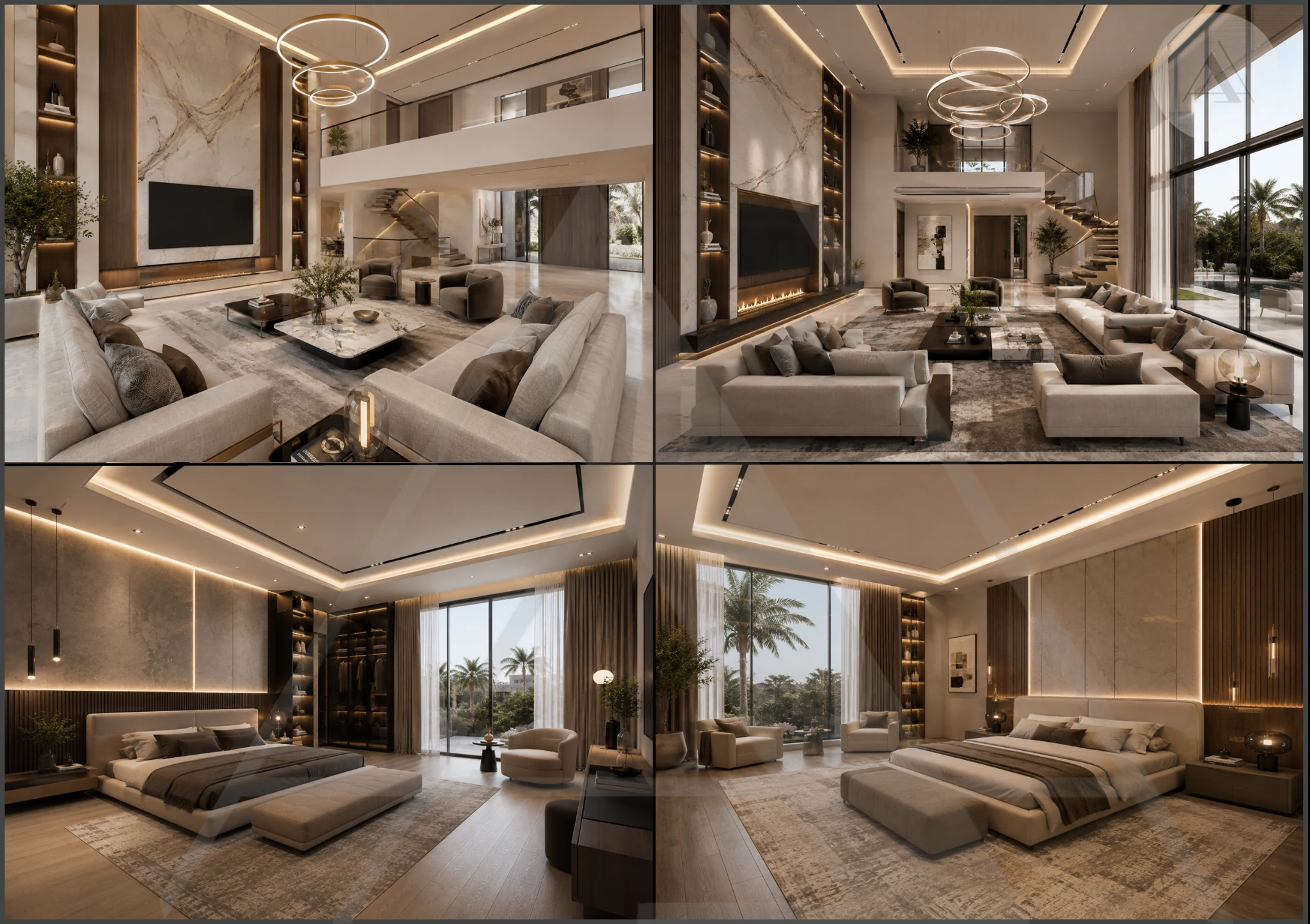 Serenity Villa double-height living and bedrooms